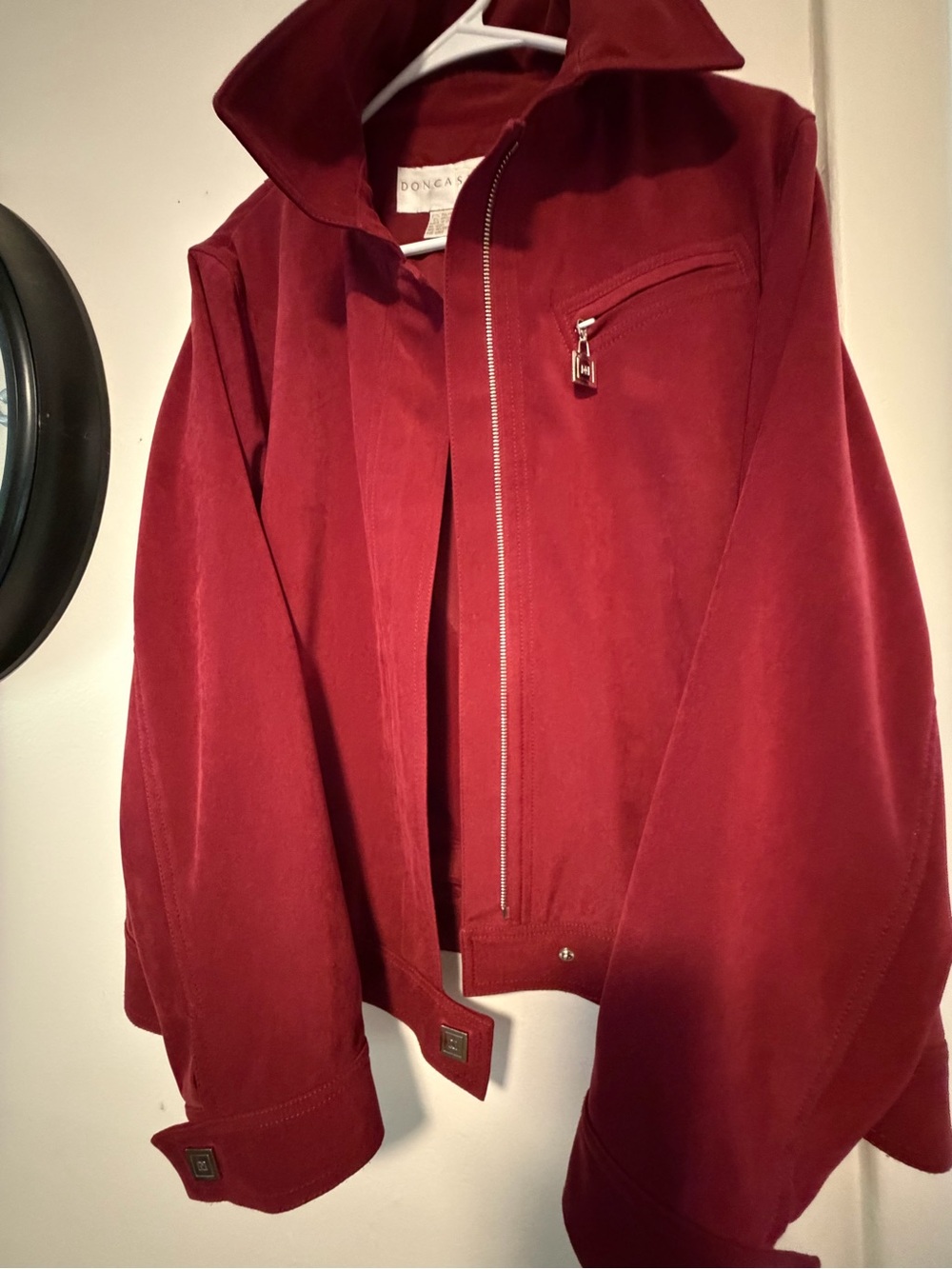Doncaster Raspberry Red Zip-Front Utility Jacket - Picture 9 of 12